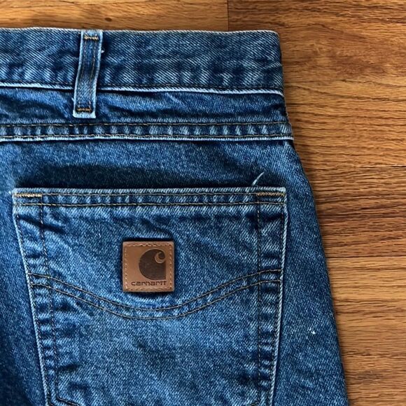 CARHARTT RELAXED FIT MEN'S DENIM BLUE JEANS MEDIUM WASH | SIZE 36 X 30 - Picture 7 of 9